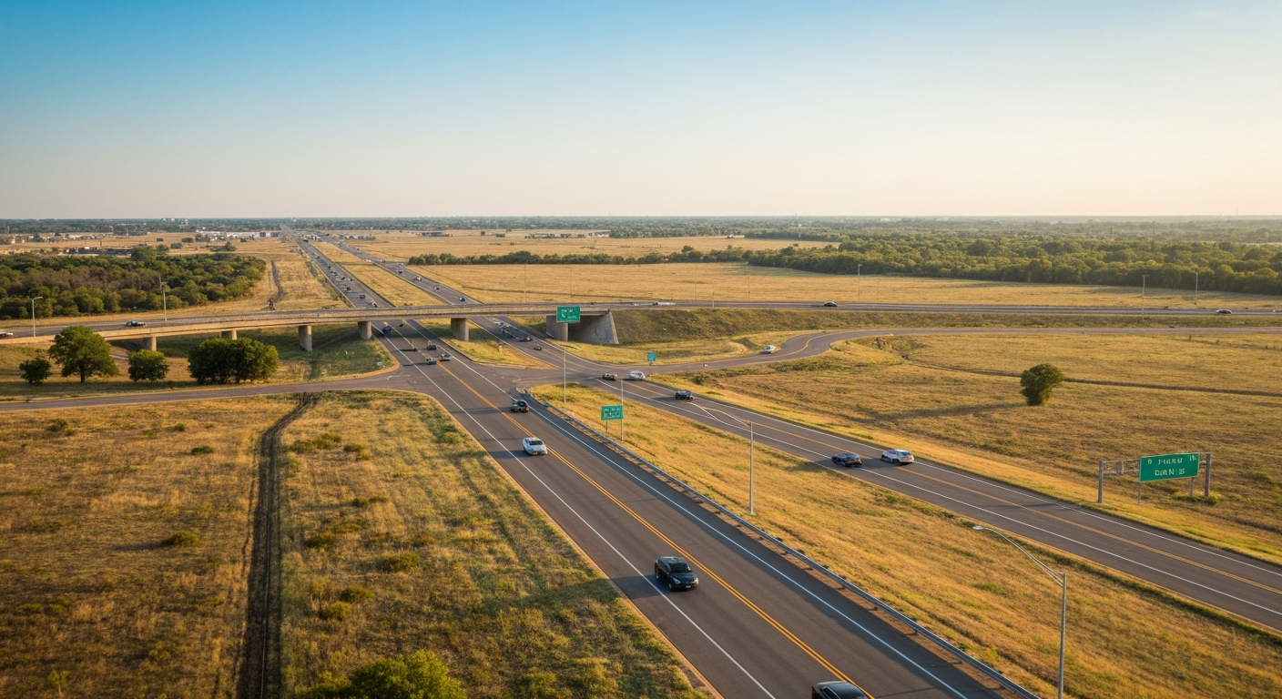 Interstate 35 corridor through Ardmore Oklahoma connecting Oklahoma City and Dallas-Fort Worth