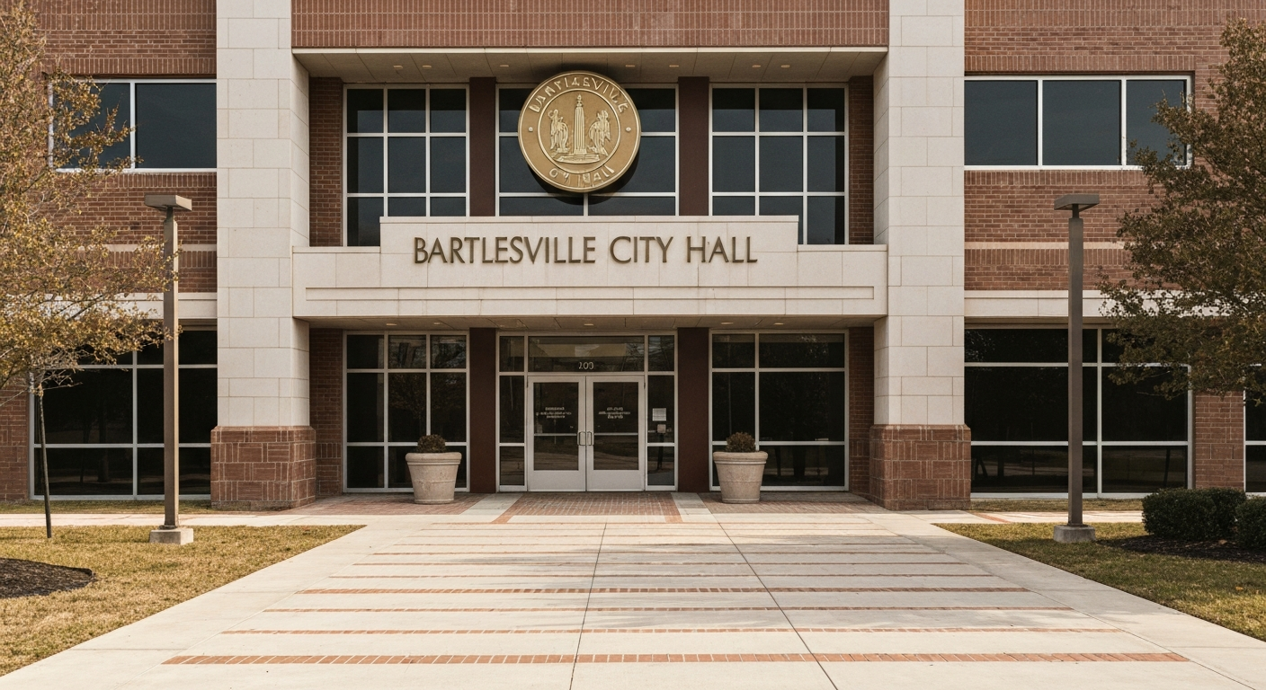 Bartlesville Oklahoma City Hall where business owners apply for city business licenses through Building Services