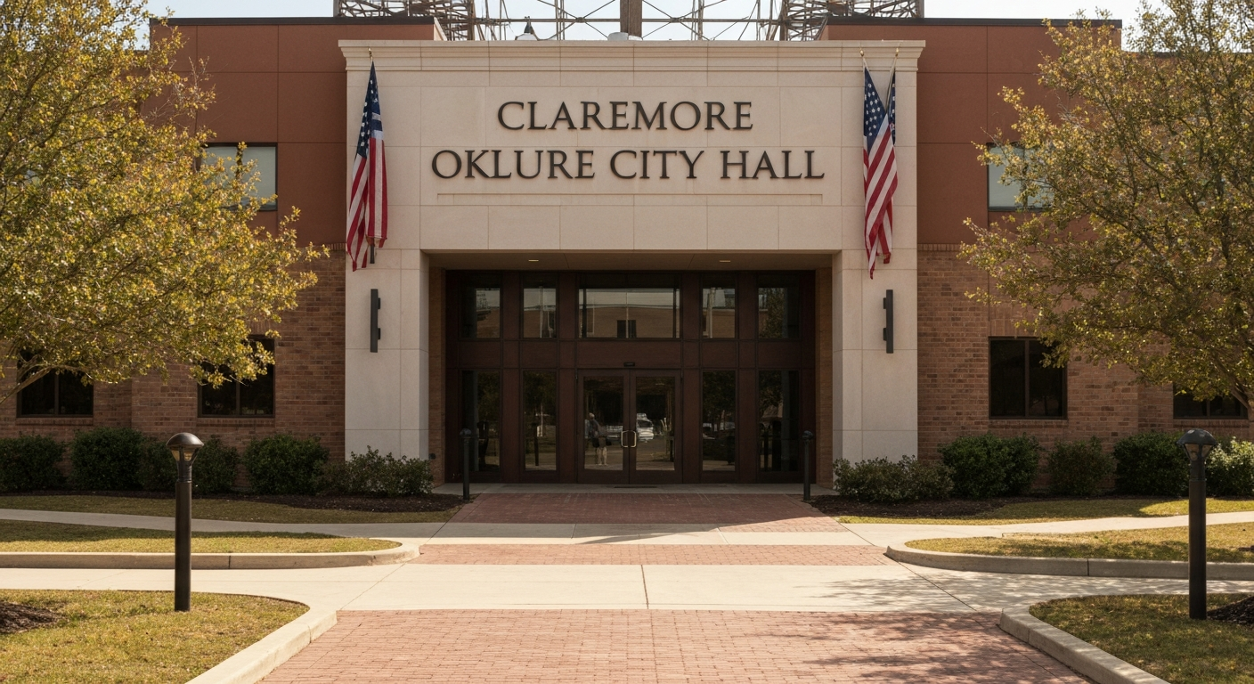 Claremore Oklahoma City Hall where the City Clerk processes business license applications