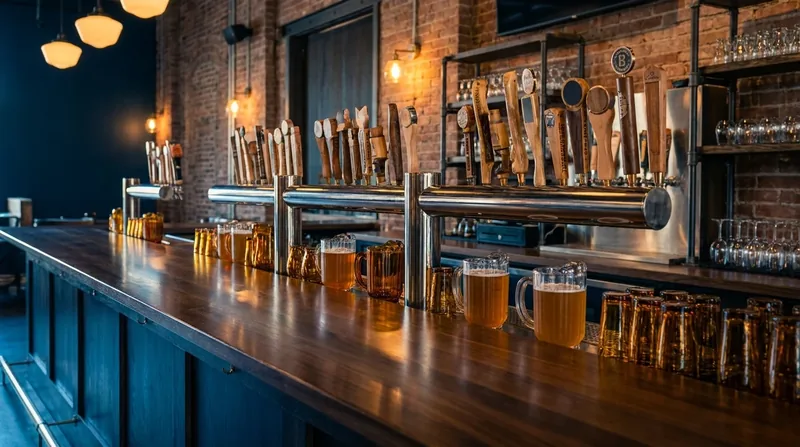 Tap handles and glassware on a polished bar, How to Open a Brewery or Distillery in Oklahoma