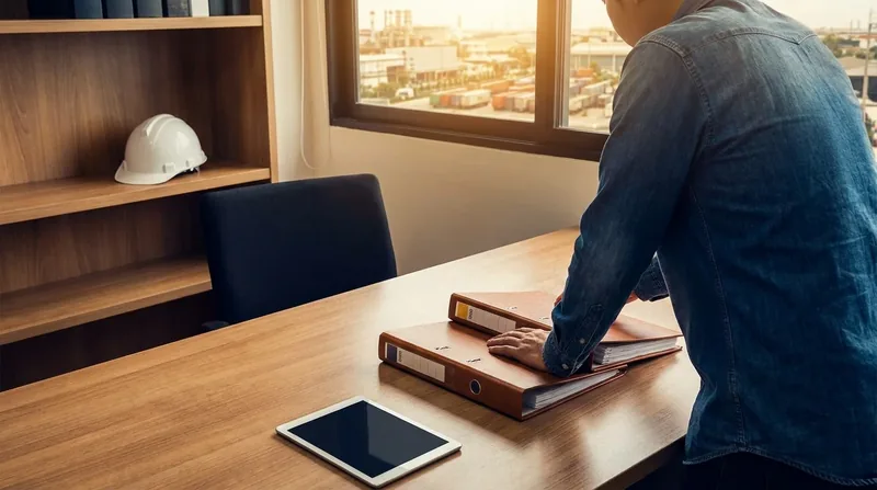 Payroll binders and a hard hat on a desk, Hiring Your First Employee in Oklahoma