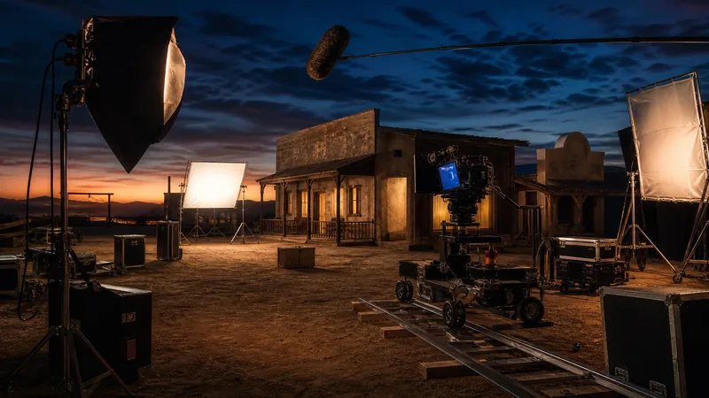 Film crew with a camera on a small set, How to Start a Film Production Company in Oklahoma