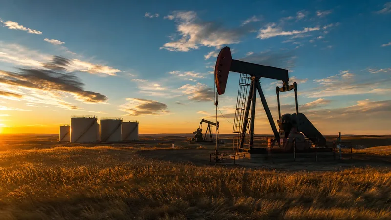 Pumpjacks and storage tanks on open prairie at golden hour, no readable signage, no people, How to Start an Oil and Gas Company in Oklahoma