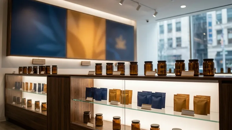 Minimal retail shelf of jars and pouches, How to Open a Vape or Smoke Shop in Oklahoma