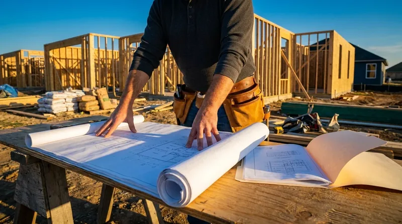 Contractor reviewing blueprints at a jobsite, Oklahoma City Contractor Registration Fees Compared