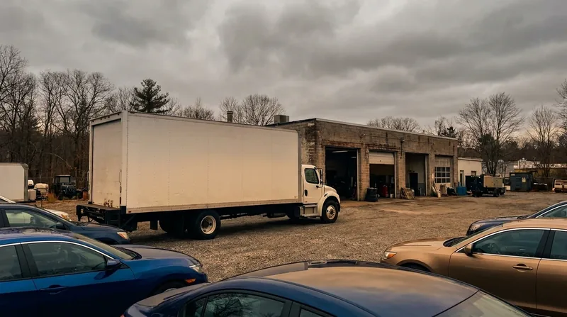 Box truck and cars outside a small auto lot, How to Start a Used Car Dealership in Oklahoma