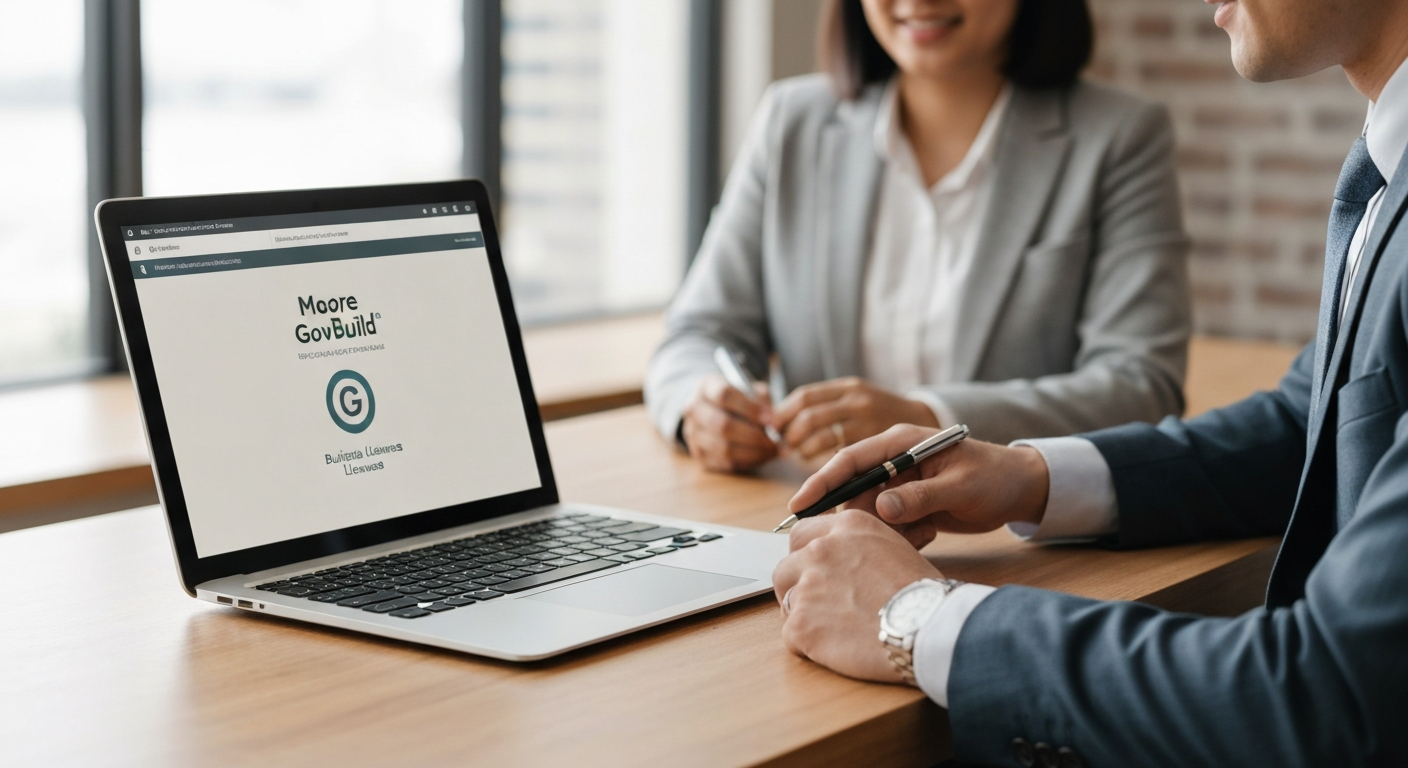 Business owner using the Moore Oklahoma GovBuilt portal to apply for a business license
