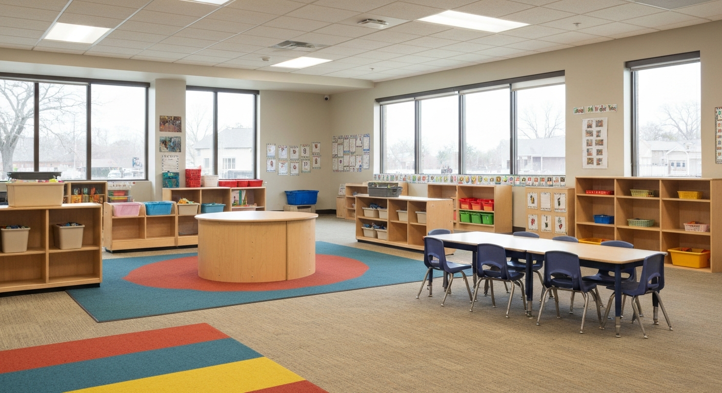 Colorful daycare classroom interior in Oklahoma