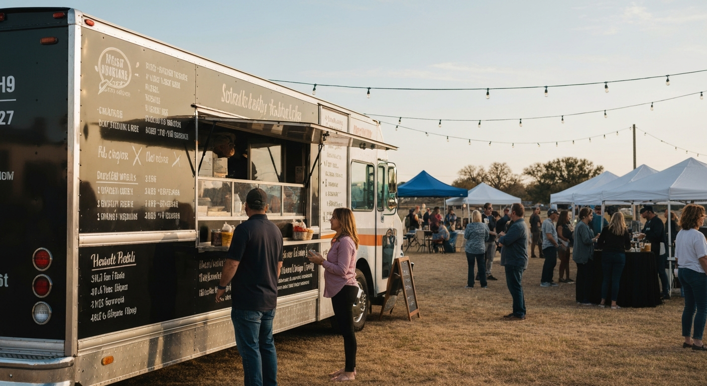 Food truck serving customers at an outdoor gathering in Oklahoma