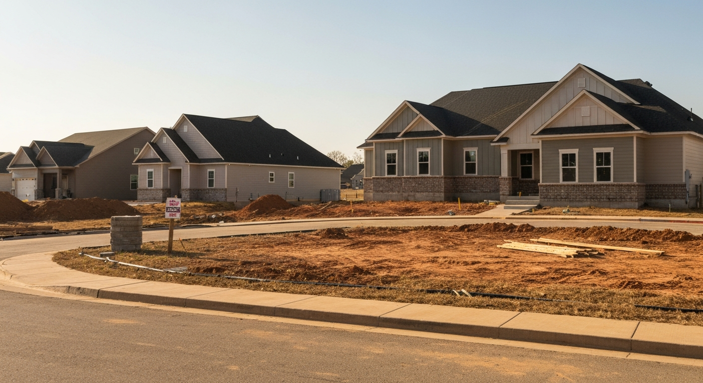 Residential construction site in an Oklahoma neighborhood