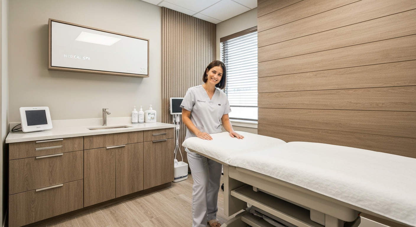 Oklahoma medical spa treatment room with modern clinical design